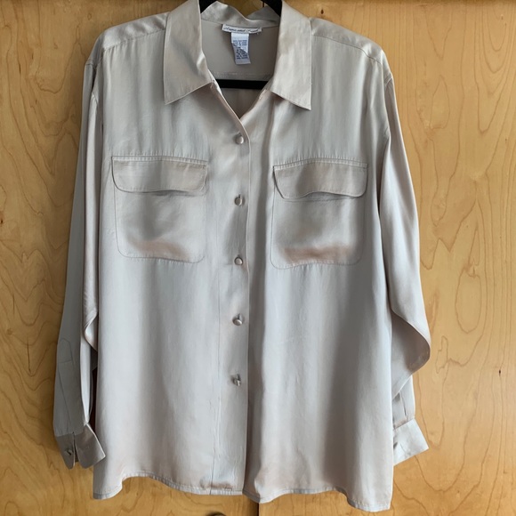 Vintage Anna and Frank 100% silk beige blouse - Picture 3 of 6
